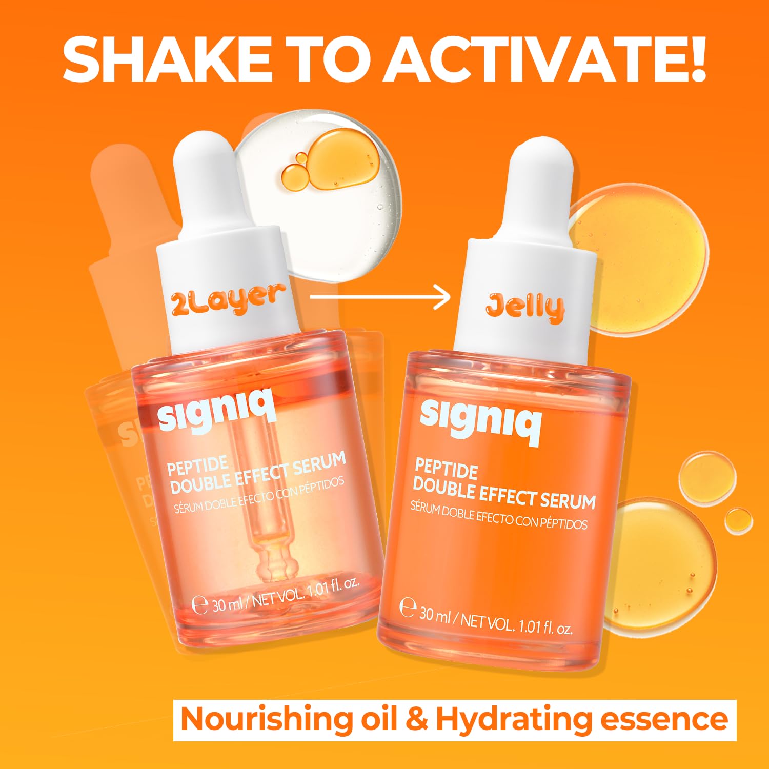 signiq Peptide Double Effect Serum, Shaking Jelly Formula, Peptide, Niacinamide, Wrinkle Improvement, Firming, Korean Skincare (30ml, 1,01 fl.oz.) - Image 4