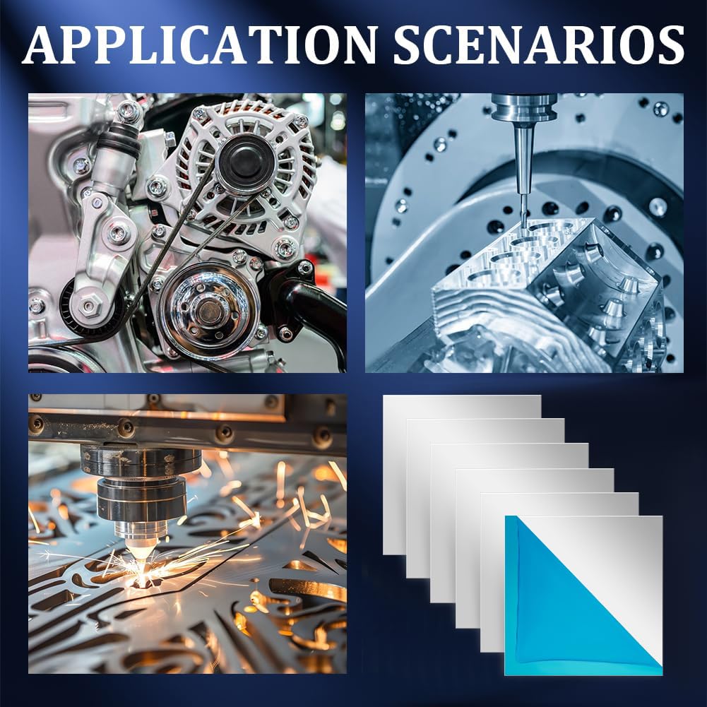 OLYCRAFT 6Pcs Square 6061-T6 Aluminum Sheet 12x12 Inch Flat Plain Aluminum Plate 0.06 Inch Thick Square Metal Plate with Protective Film Solid Metal Sheet for Laser Cutting DIY Projects Handcraft