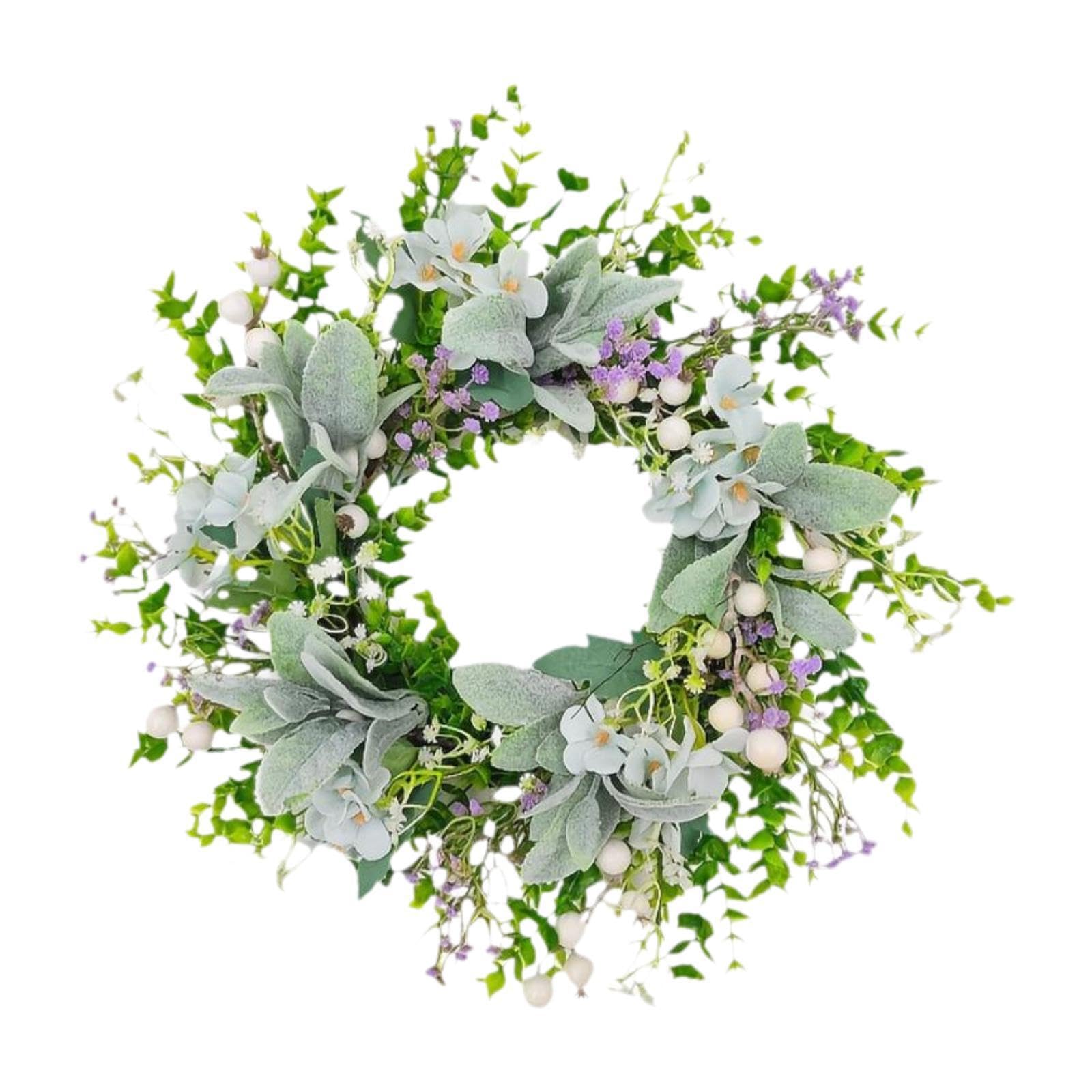 Couronnes de fleurs artificielles pour extérieur, décoration murale de printemps