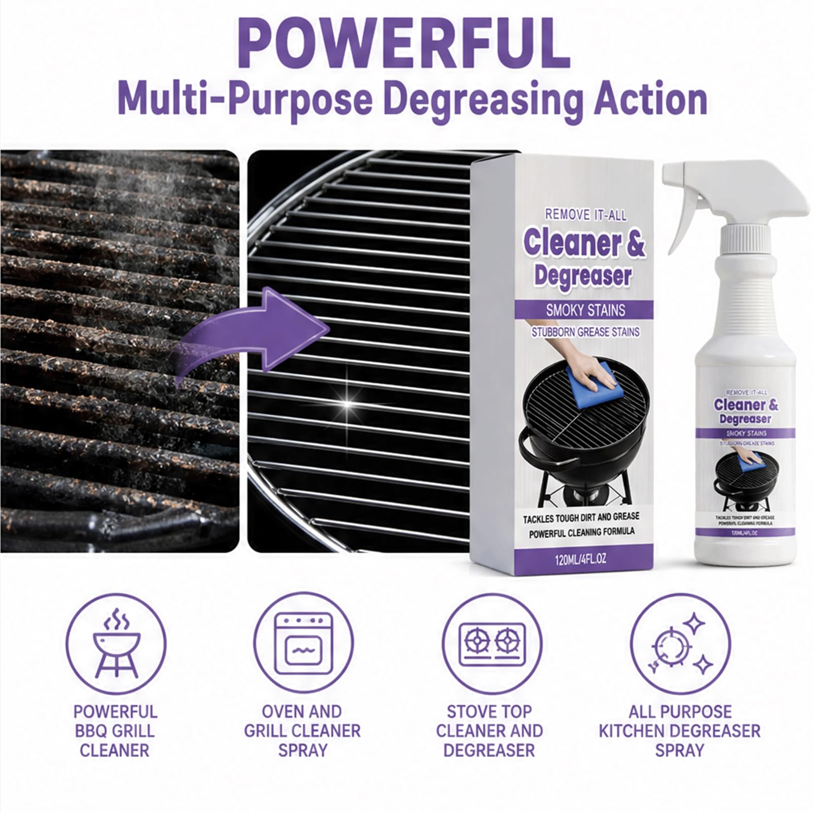 Eavy Duty Kitchen Degreaser Spray, BBQ Grill Cleaners Spray, Griddle Cleaner, Oven Degreasers, Stove Degreaser, Fast Acting Degreasers Sprays, No Scrub Cleaner (5 stücke)