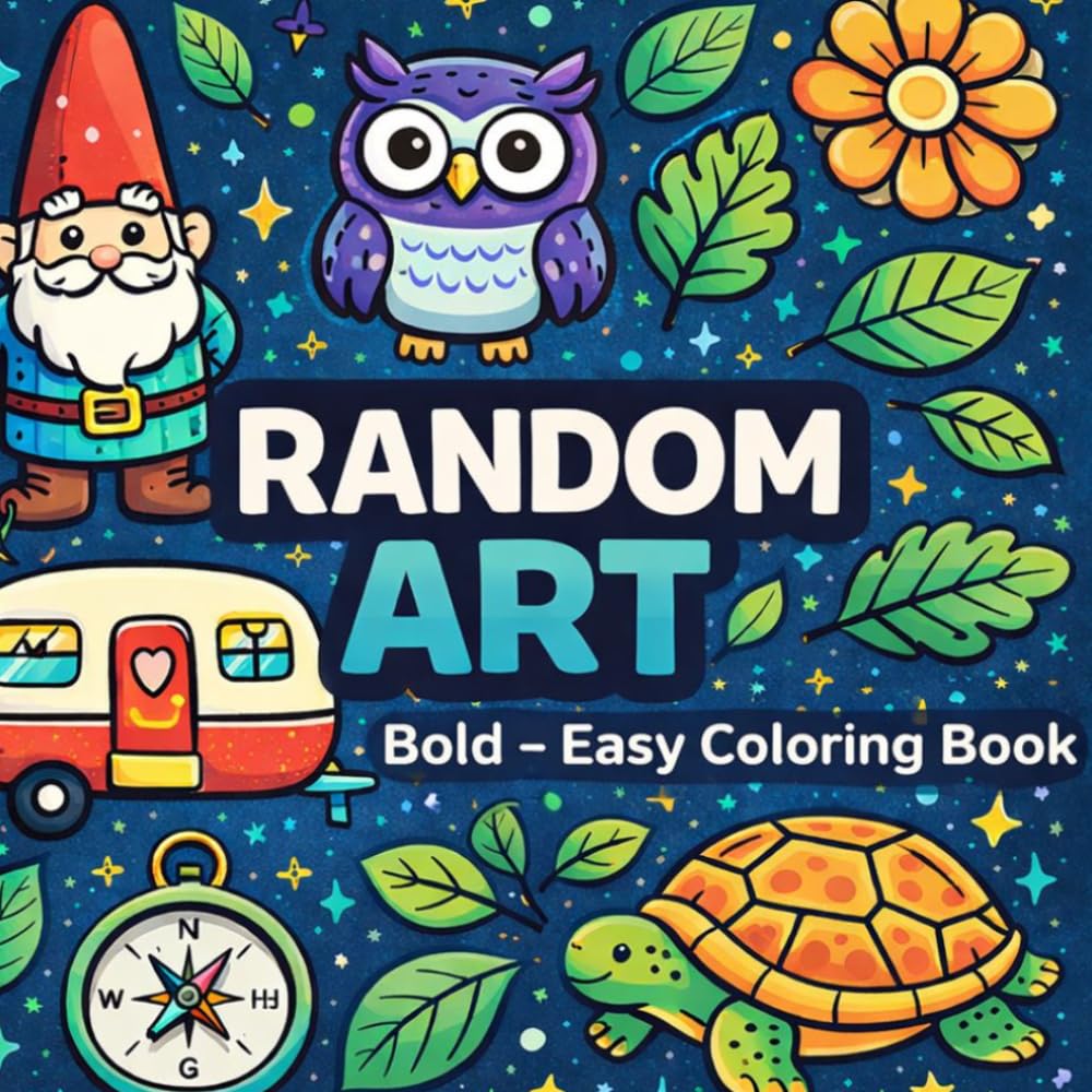 Random Art Coloring Book : Bold & Easy Designs for Kids & Adults | Simple Stress Relief Coloring Pages: 51 Random Art Pages with 250+ Fun Things to Color