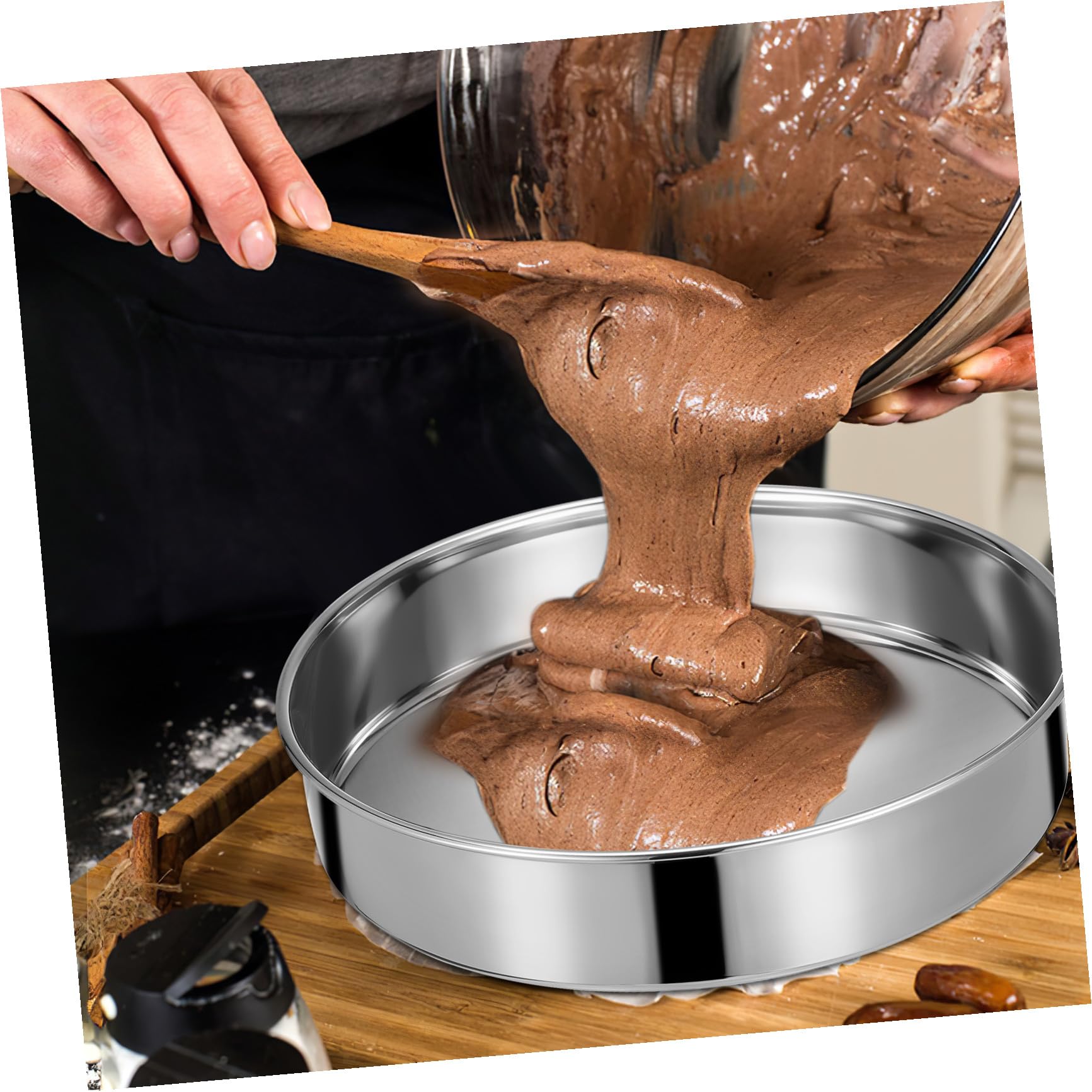 Housoutil Molde Circular Bandejas Redondas Duraderas 2 Piezas para Pastel de Acero Inoxidable Herramientas Multiusos para Hornear y Preparación de Comidas para Repostería