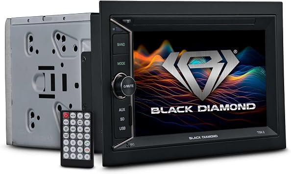 Black Diamond DIA-TD6.2 6.2 Mechless Double DIN Touchscreen Car Stereo Bluetooth 4.1, Mirror-Link for iOS/Android, 1080p Display, 10-Band EQ, USB Input, Rear Camera Support & Steering Wheel Control