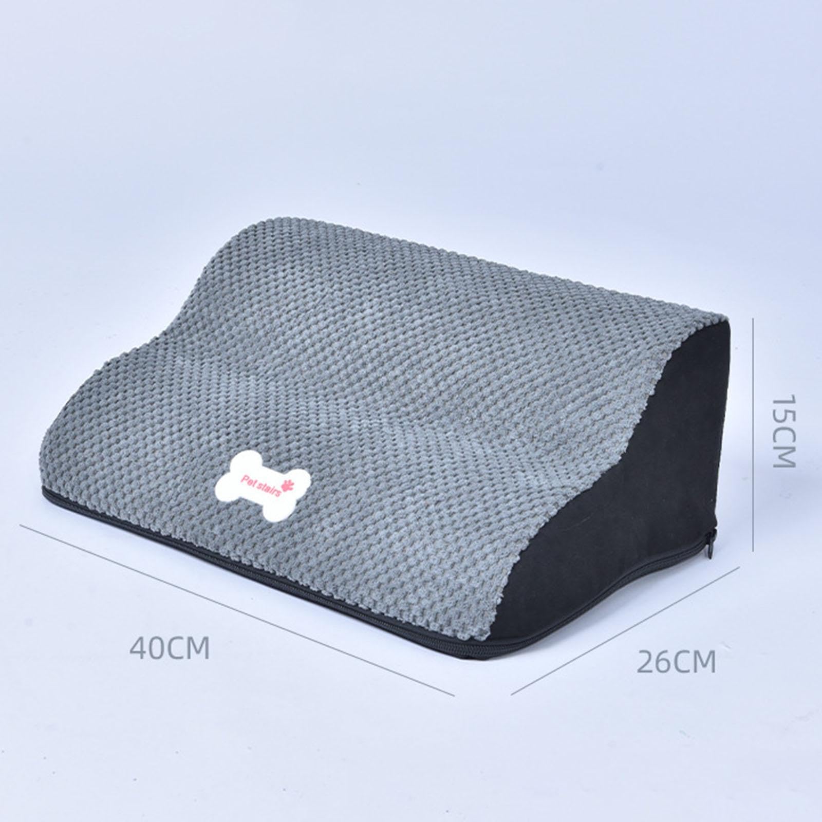 Hundetreppe Und Haustiertreppe als Welpenleiter Und Einstiegshilfe aus 3D-Schwamm mit Rutschfester Unterseite für Senioren Und Kurzbeinige Rassen, Grau 15cm Höhe