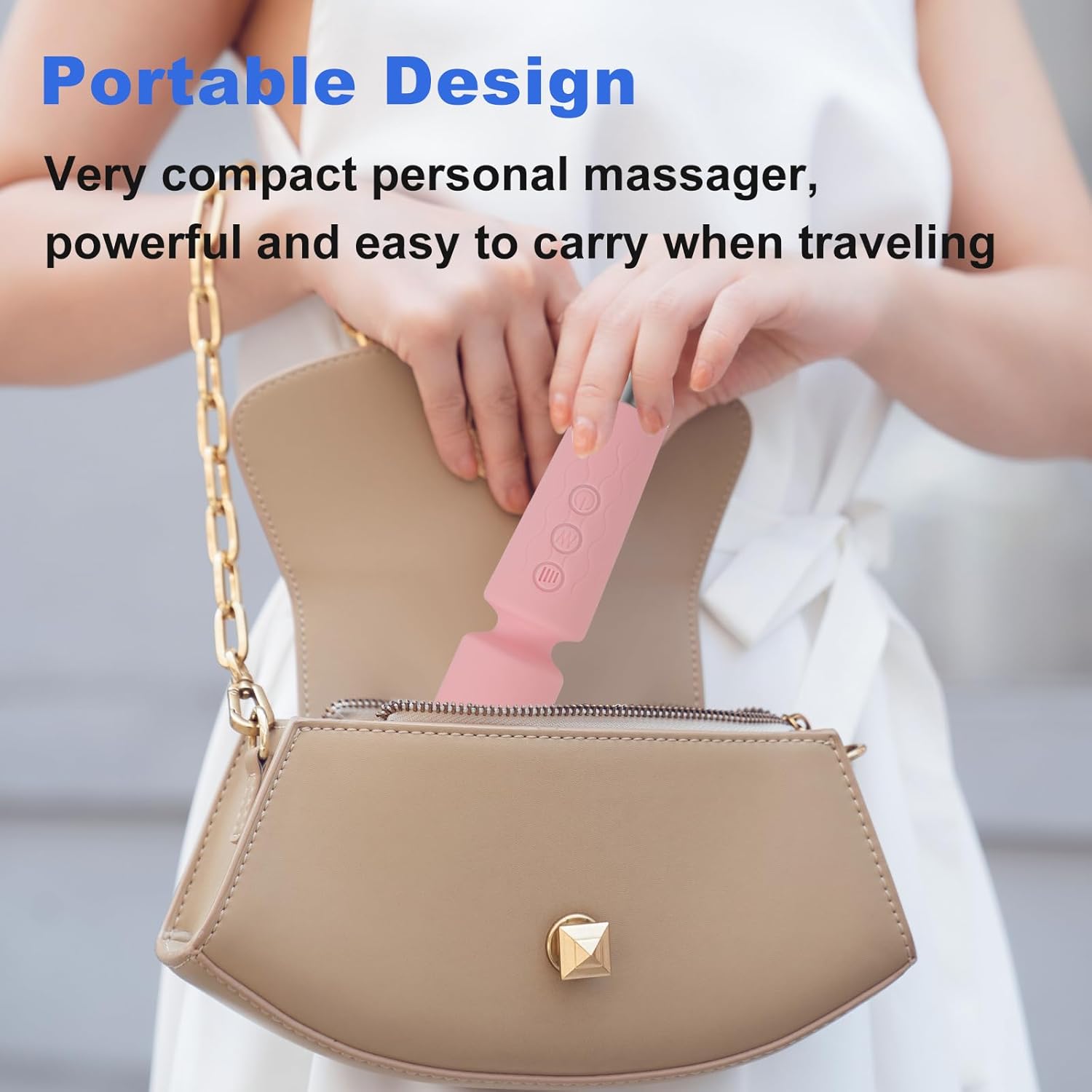 Personal Massager, Micro Wireless Massager, Small & Powerful, Waterproof Portable, Suitable for Relieving Neck, Leg and Shoulder Pain, Pink