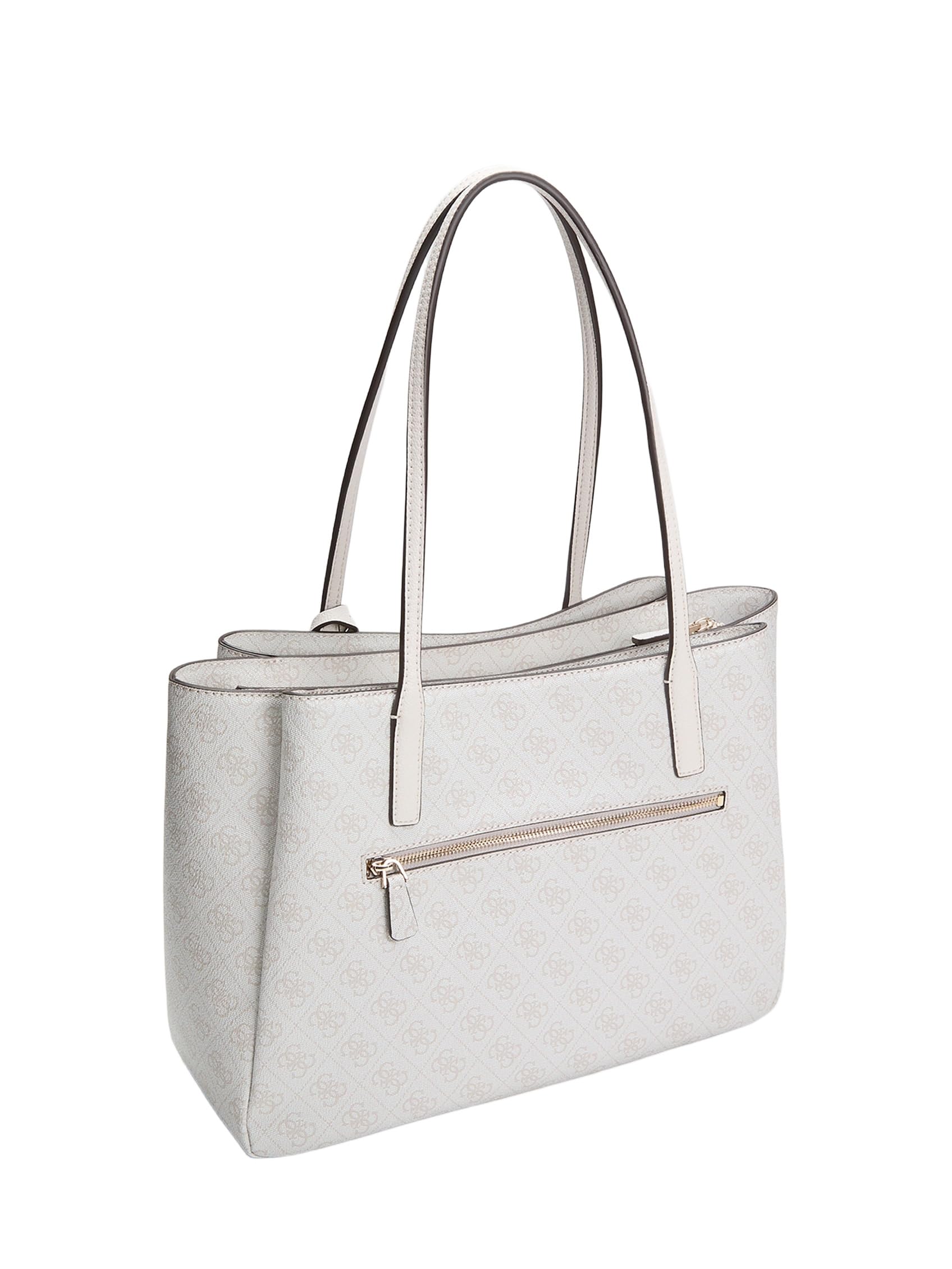 GUESS borsa a tracolla borsa da ufficio con scomparto per laptop Noelle II Tech Tote Bone Logo grigio chiaro