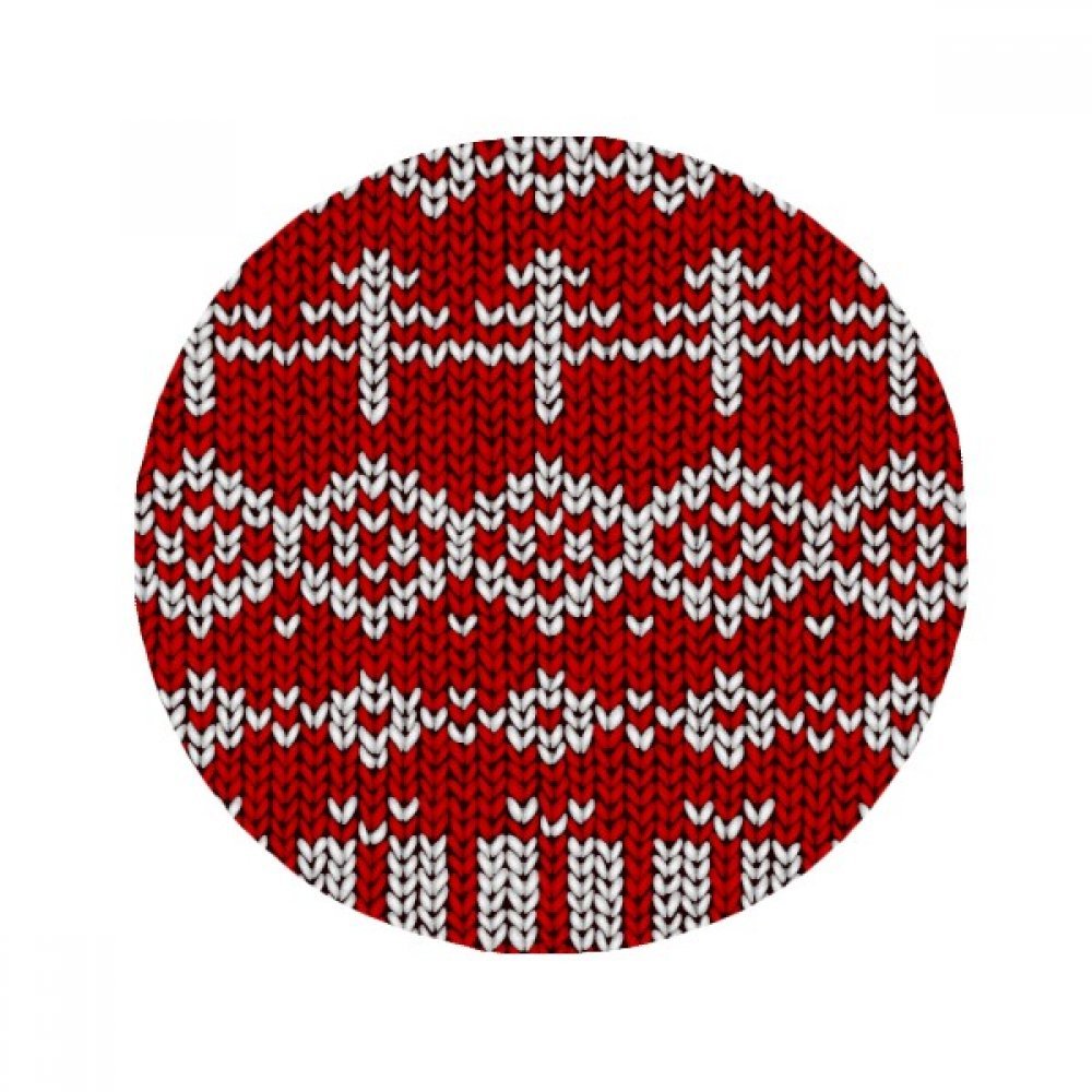 Tapis cadeau original de 80cm rond rouge multicolore motif tricot pour la maison