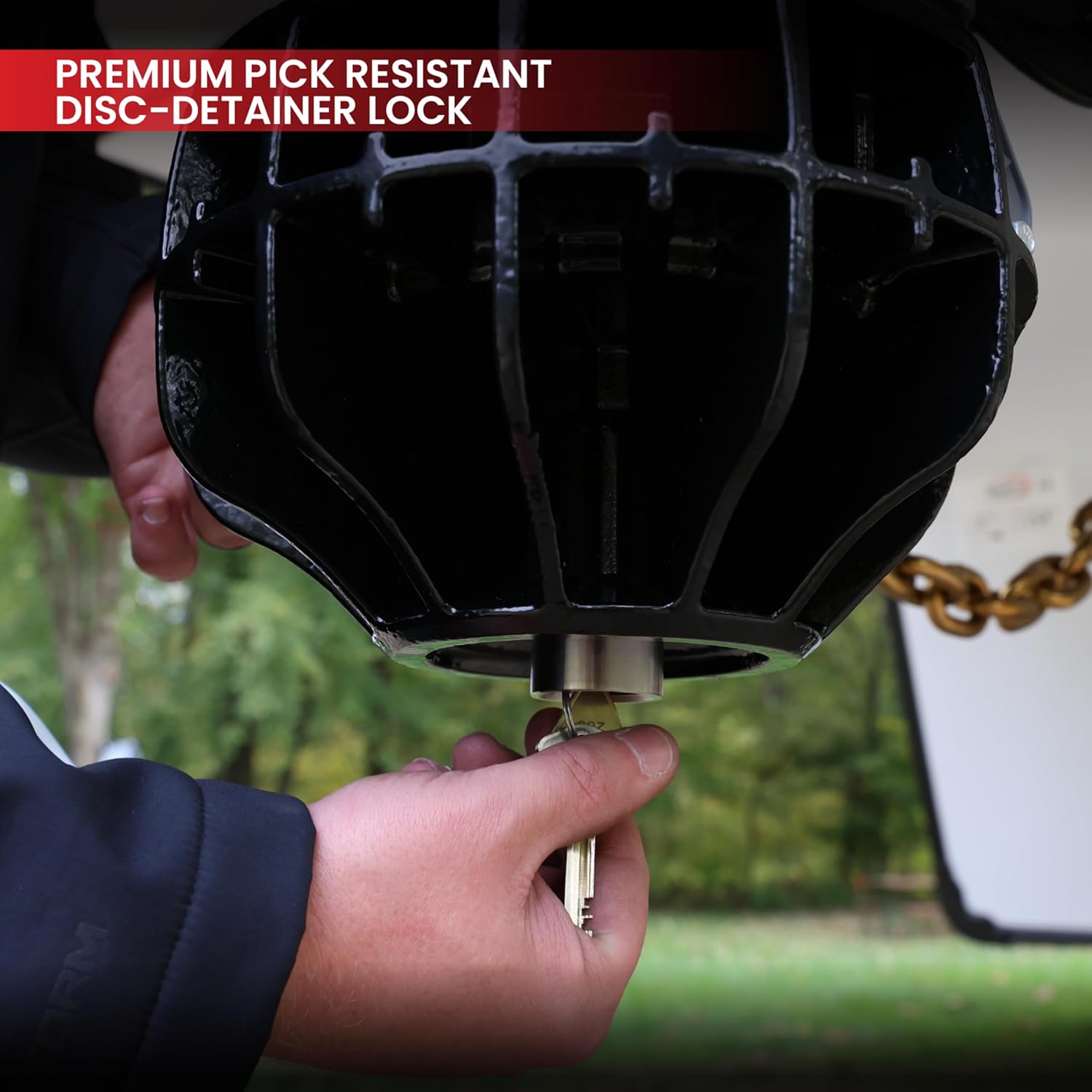 GEN-Y Hitch Trailer Coupler Lock for SnapLach Gooseneck Couplers and Pin Boxes - Weather Resistant Finish, Hardened Cast Steel Construction, Compatible with GEN-Y Gooseneck Couplers, Black