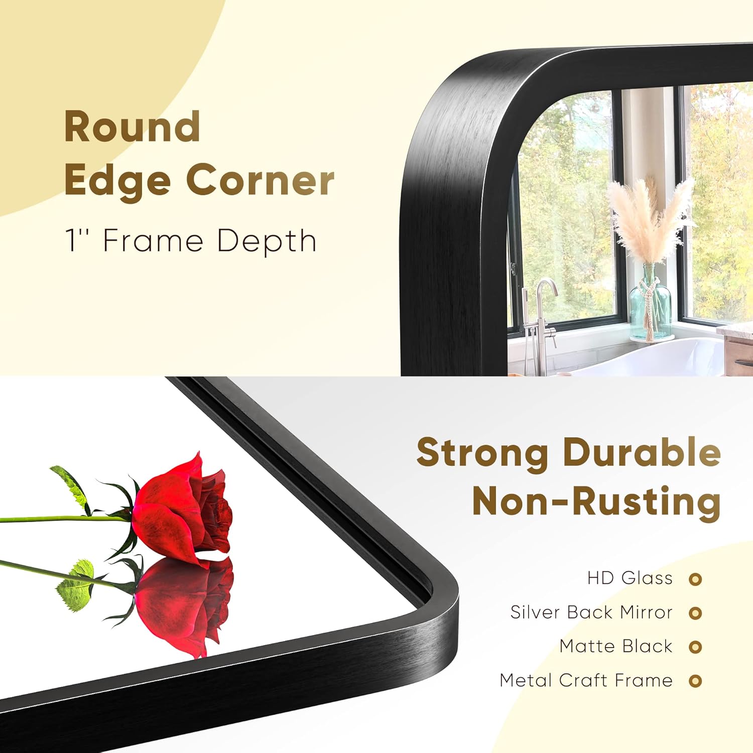 ZENY Black Metal Framed Bathroom Mirror for Wall, 24x36 Inch Rectangle Wall Mount Mirror Vanity Mirror Makeup Mirror