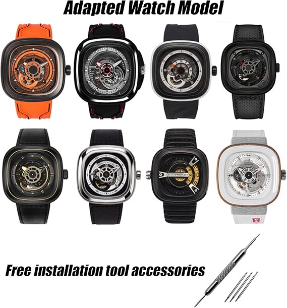Watch Strap for Sevenfriday Watch Band, Waterproof Rubber Buckle Belt with Scale Style Replacement for Seven Friday Watches men Wristwatch