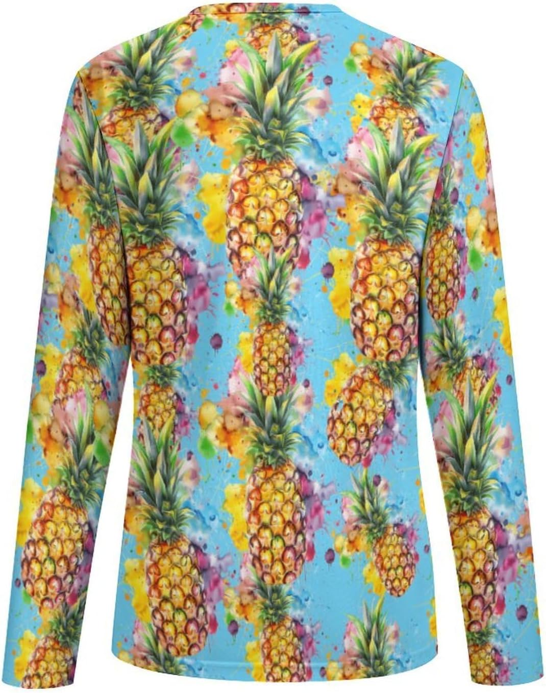 Pineapple Paint Women's Pajama Top Sleepwear Pajamas Sleep T-Shirt Long Sleeve Shirt Crewneck Tee