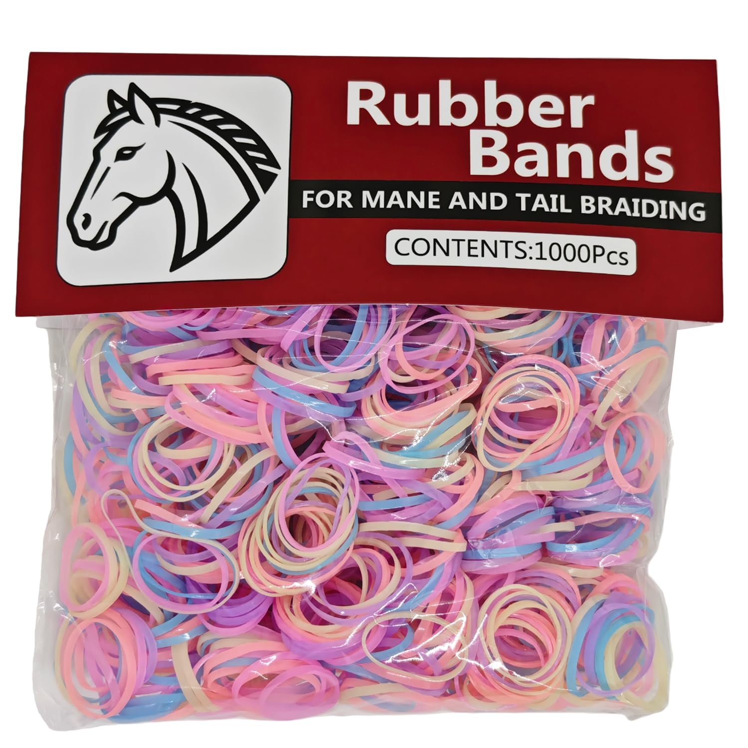 1000 Pcs Horse Rubber Bands for Braiding, Large Braiding Rubber Bands Horse Hair Ties for Mane and Tail, Thick Elastic Horse Braiding Bands, Horse Accessories for Real Horses(Jelly Color)