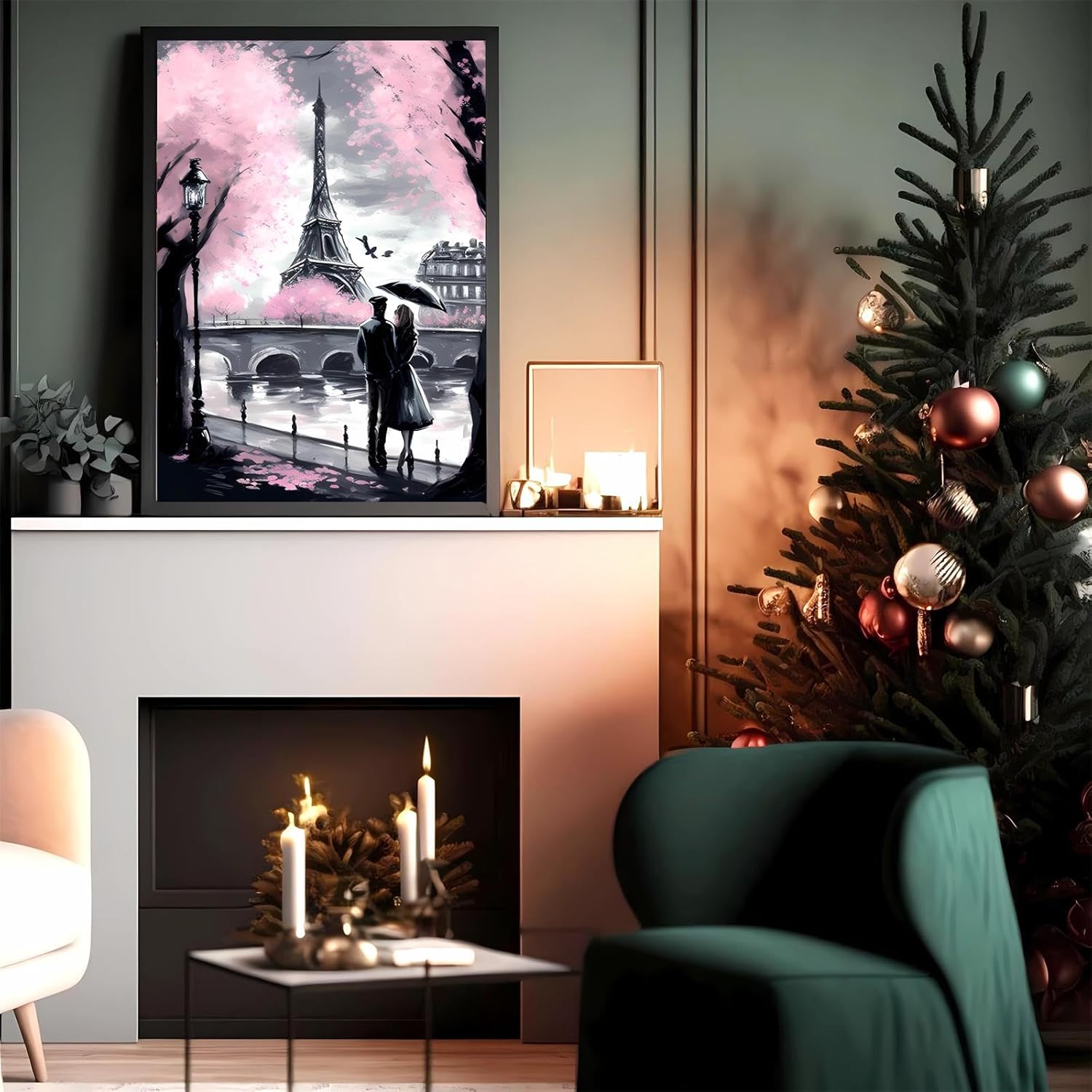 Worihut 5D DIY Diamond Painting by Number Kits Full Drilled Round Home Decor Painting Cross Stitch Embroidery Spring Paris for Adults 20x24 Inch