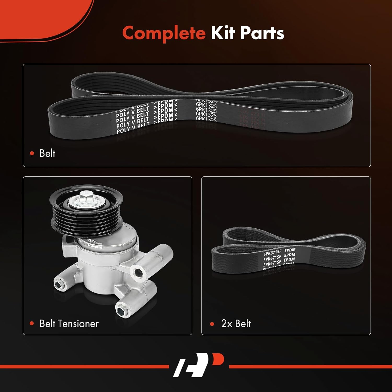 A-Premium Engine Serpentine Belt Drive Kit Compatible with Mazda 3 2004-2009, 5 2006-2010 - DOHC L4 2.3L