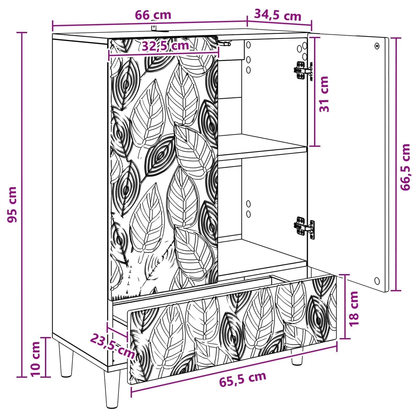 Credenza grigio Sonoma, 66 x 34,5 x 95 cm, comò in legno
