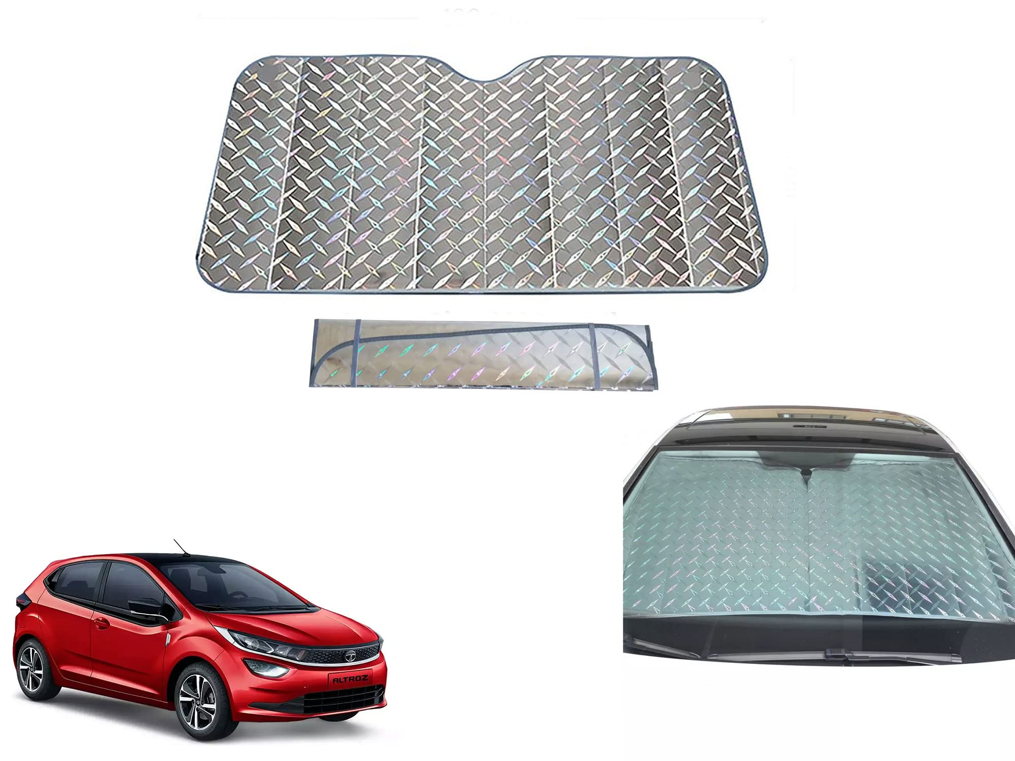 Auto Pearl Car Windshield 5 Layer Sun Shade Front Window Sunshade Cover Blocks UV Rays Reflecting Foldable Aluminum Sunshade ((133 x 70) c.m.) Compatible with Altroz|Check Size