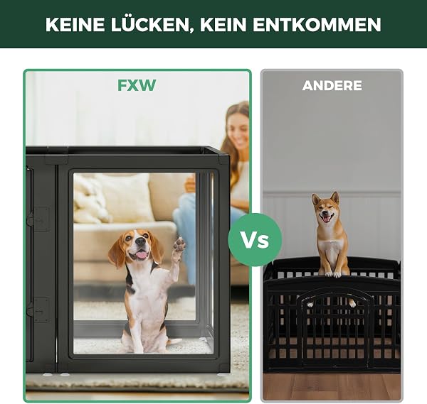 fxw AuraSpace Acryl-Hundespielplatz für mittelgroße Hunde, 35 Zoll, 12 Paneele, schwarz - 2