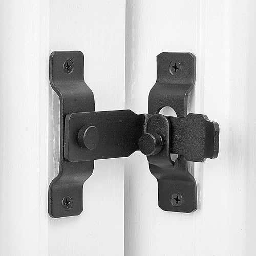 INIRET 2 paquetes de cerradura de puerta de granero abatible de 90 grados, protege la privacidad y seguridad, pestillo de bloqueo de gancho para