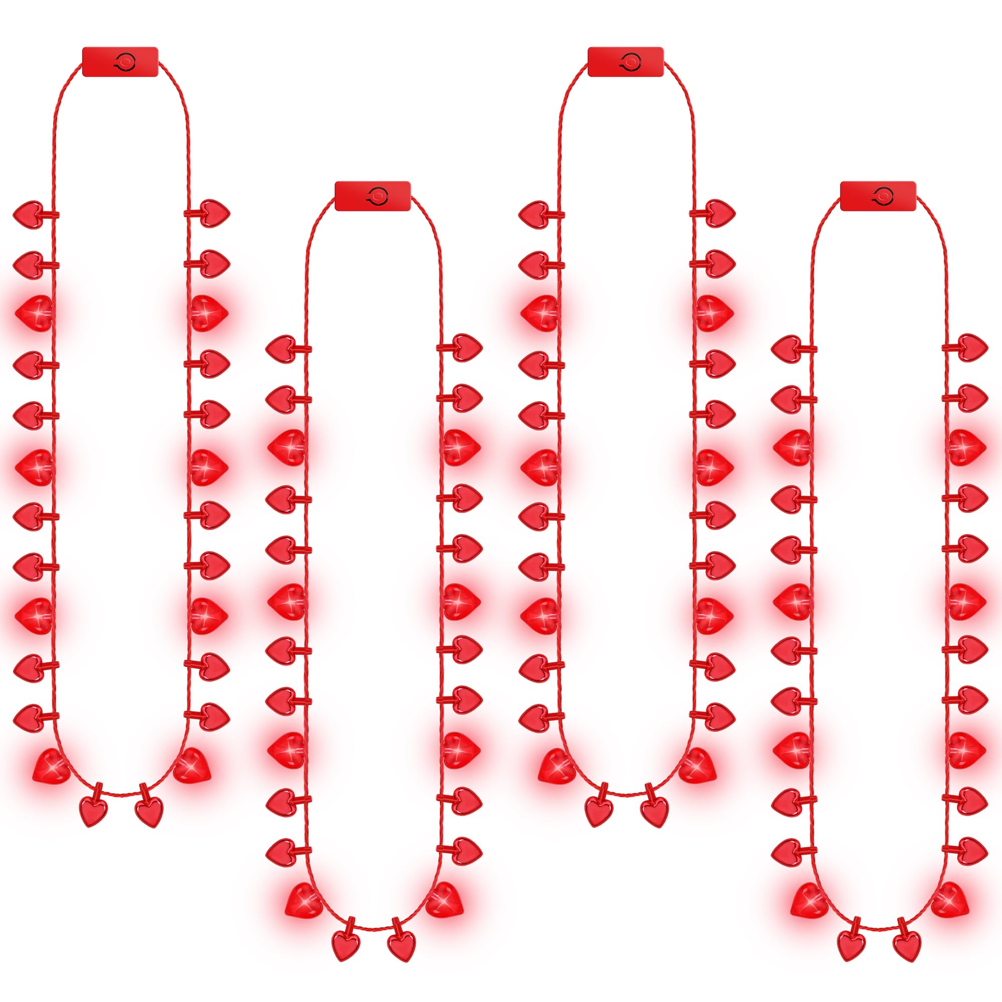 Collier perles Saint-Valentin rouge clair 3D avec 3 modes éclairage LED - 6