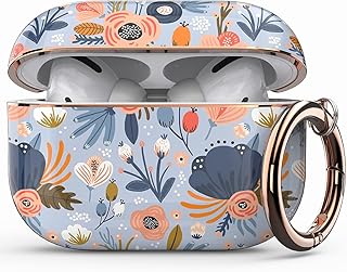wenew Protective Case Cover Designed for Apple Airpods Pro 2019, Cute Fadeless Patterns Shockproof Hard Case Cover with Portable Keychain for Girls Women Men (Blue)