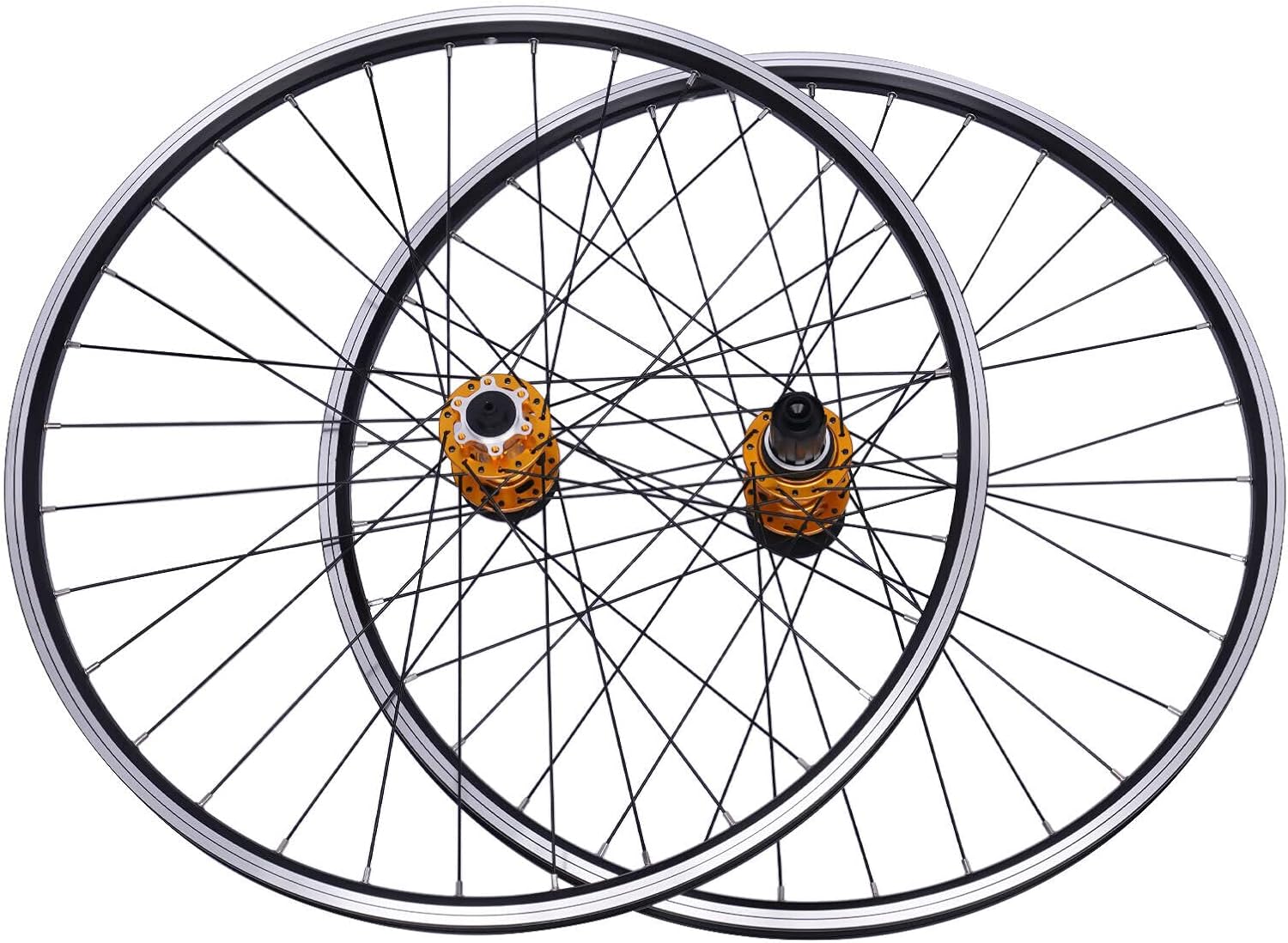 29" Mountain Bike Wheelset, 4 Bearing Mountain Bike Wheelset Carbon Hub MTB Wheels Quick Release Disc Brakes Release Front Rear Wheels Aluminum Alloy Rim Fit 7-11 Speed Cassette