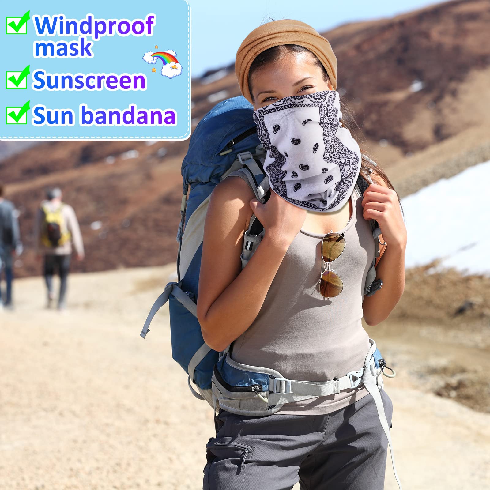 50 polainas de cuello a granel para hombres y mujeres, bandana sin costuras, cubierta para la cabeza, bufanda para el cuello, máscara multiusos para senderismo, equitación, deportes al aire libre,