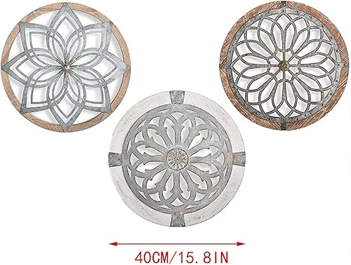 Miniatura 4 de Colyltoy 3 Pieces Farmhouse Wall Decor, Rustic Wood Round Wall Art, Hanging Decoration for Living Room Bathroom Bedroom Home Indoor Outdoor