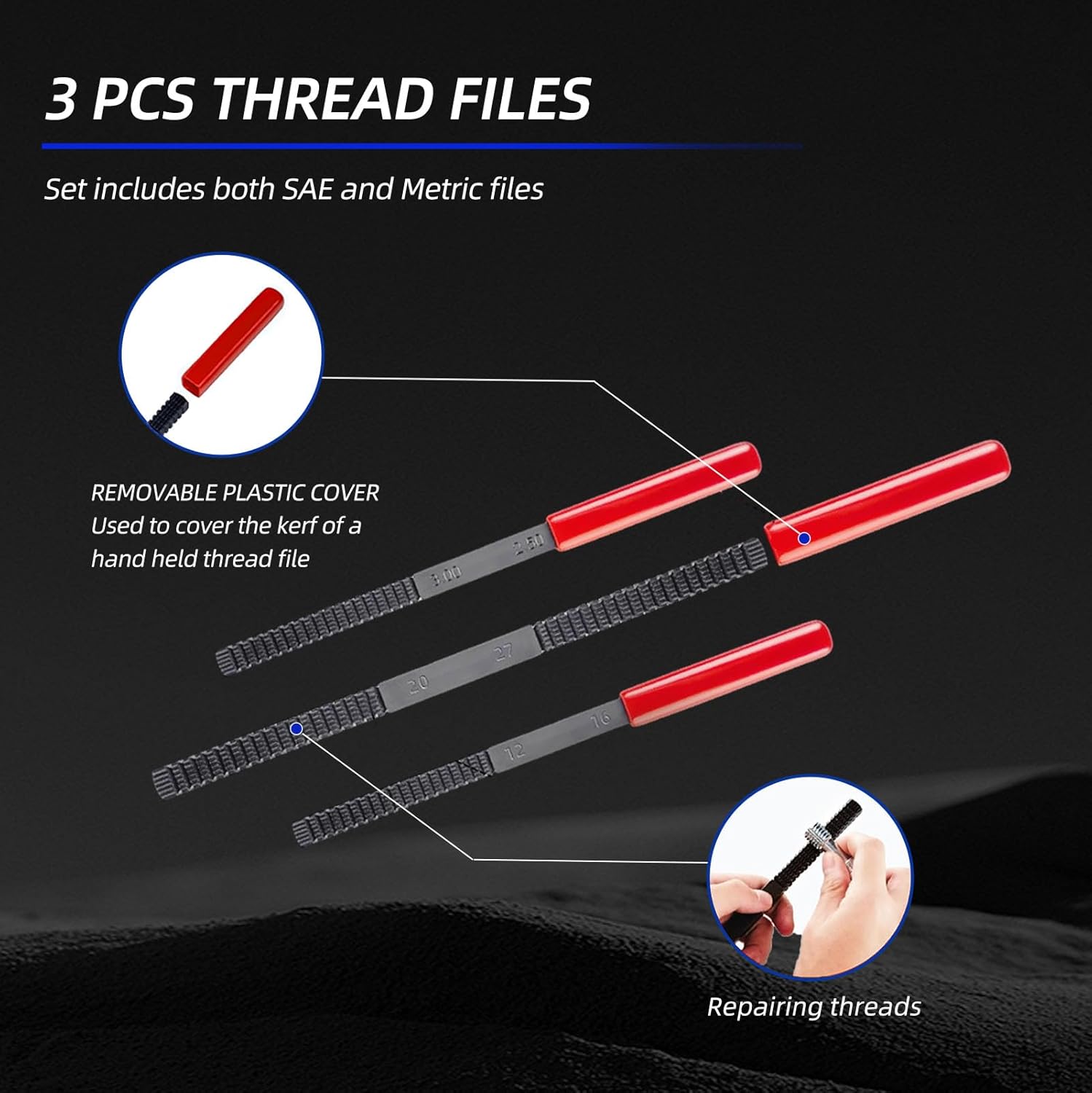 61Pcs Thread Restorer Tool, Metric and SAE Dual-Standard Taps and Dies, UNC/UNF/M6-M14 Thread Chasers, Heat-Treated Carbon Steel for Automotive and Mechanical Repair