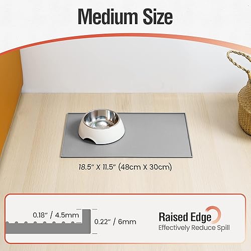 Miniatura 3 de Tapete de silicona para comida para perros, tapete de goma impermeable para alimentación de mascotas para perros y gatos, tapete antideslizante con