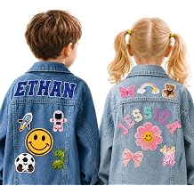 Personalized Kids Denim Jacket with Name Custom Jean Jackets Clothes for 1-12 Years Old Girls Boys Spring Fall Outerwear