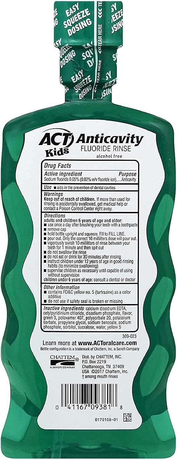 ACT Kids Anti-Cavity Wild Watermelon Fluoride Mouthwash (Pack of 6)