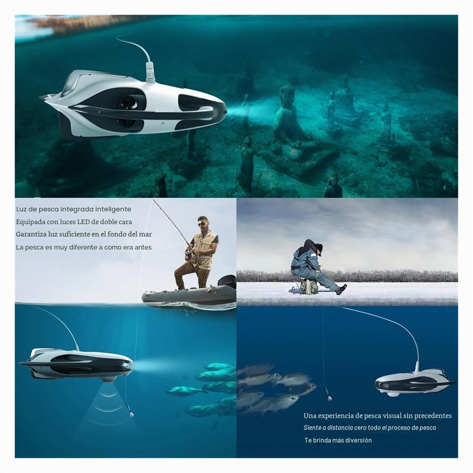 Explorador Cámara submarina Drone Marine 1080p Pesca Drone Wizard Dron Buceo Canotaje,Mejore la eficiencia(The Standard Version)