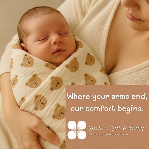Miniatura 7 de Jack & Jill & Baby Manta de muselina de 4 capas, 100% algodón, suave, transpirable, 43 x 43 pulgadas, ligera, multiuso, ideal para envolver,