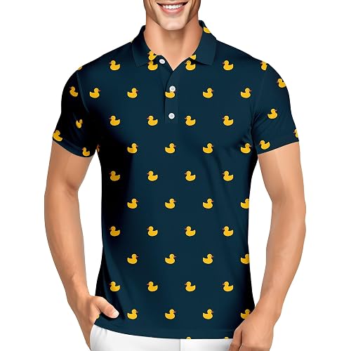 PAGYMO Funny Golf Shirts for Men Crazy Printed Pattern Colorful Wild Novelty Moisture Wicking Performance Mens Polo Shirt