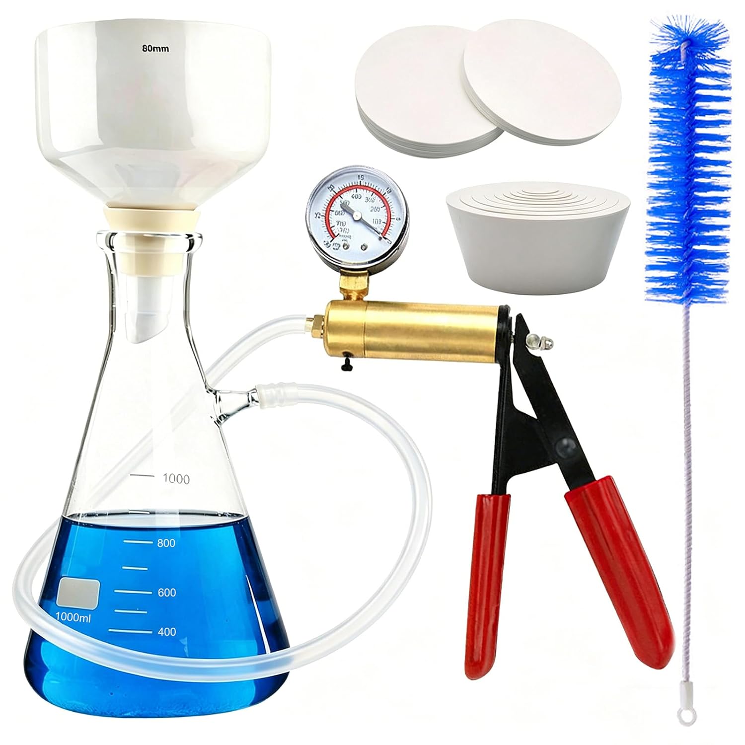 1000ml Buchner Funnel Vacuum Filtration Kit - Lab Filtering Flask Set,Used in Laboratory (7 Combination)