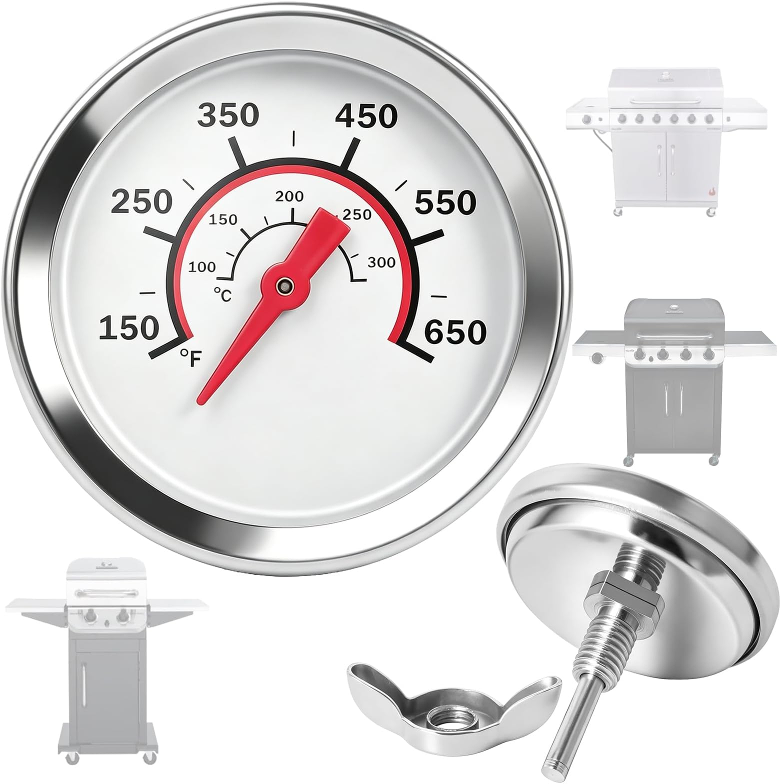 G432-8L00-W1 Lid Temperature Gauge for Charbroil Thermometer Replacement