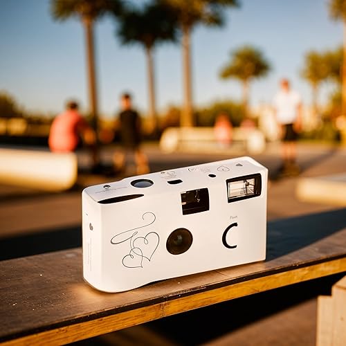 Miniatura 4 de Weddingstar Cámara desechable con flash, cámara de película de un solo uso de 1.378 in para recuerdos de boda o fiesta, corazones encantados