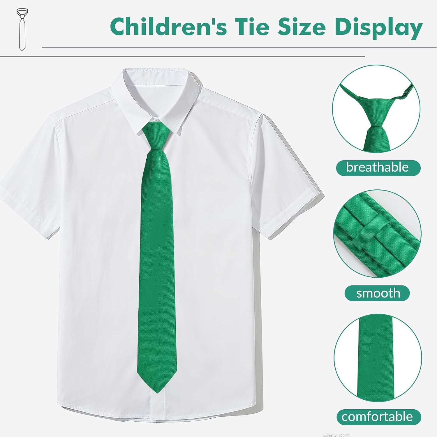 Boys Ties Pre-Tied Kids Necktie for Age 8-12 Adjustable Woven Formal Kids School Tie Wedding Graduation Uniforms