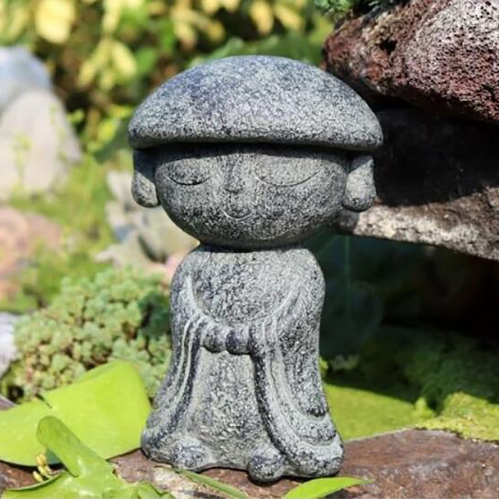 Statue jardin Bouddha ornement extérieur en résine de 7.4in pour terrasse et patio zen