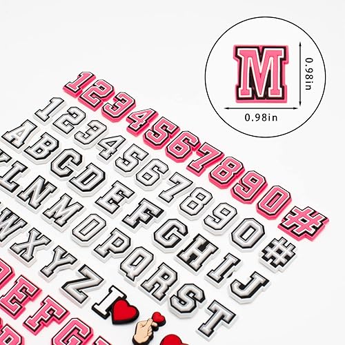 Miniatura 6 de Paquete de 80 dijes de cocodrilo con letras y números de cloruro de polivinilo con letras y números de cocodrilo para zapatos, sandalias, pulseras,