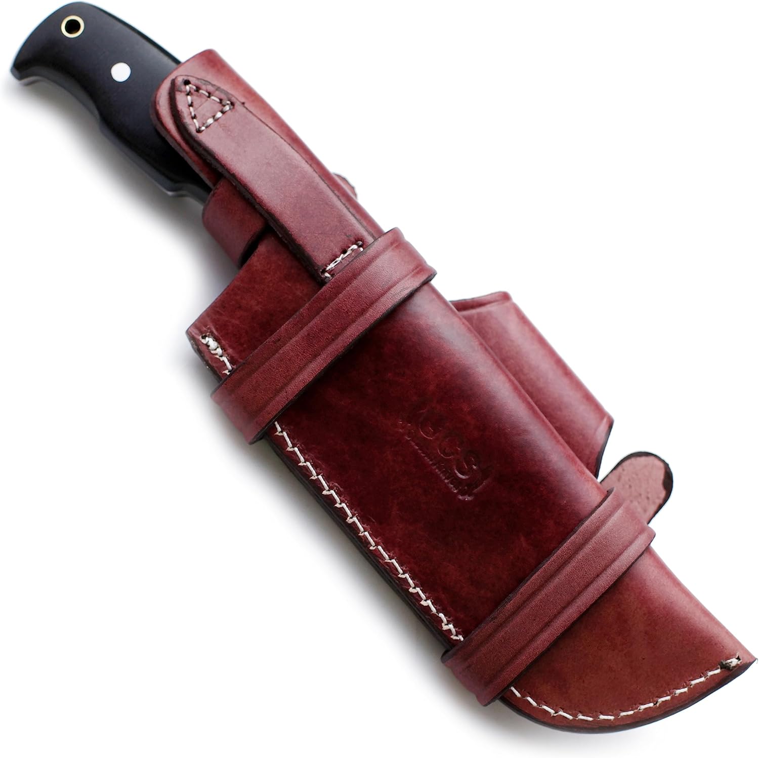 GCS Handmade D2 Custom Green Micarta Handle TANTO Hunter Survival Tactical Knife with Brown Leather Right or Left Hand Horizontal Sheath & Sharpening Stone GCS258