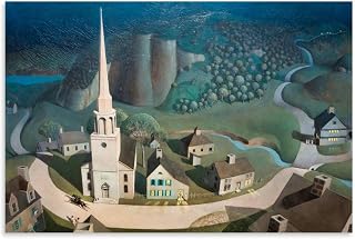 The Midnight Ride of Paul Revere By Grant Wood Poster Home Decor Wall Art Hanging Picture Print Bedroom Decorative Paintings Room Aesthetic 08x12inch(20x30cm)