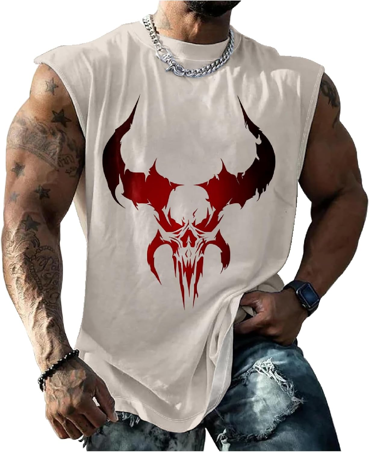 MARSVOVO Tank Top Men Sleeveless T Shirts Fashion 3D Graphic Soft Crewneck Summer Gym Muscle Sports Fitness Quick Dry