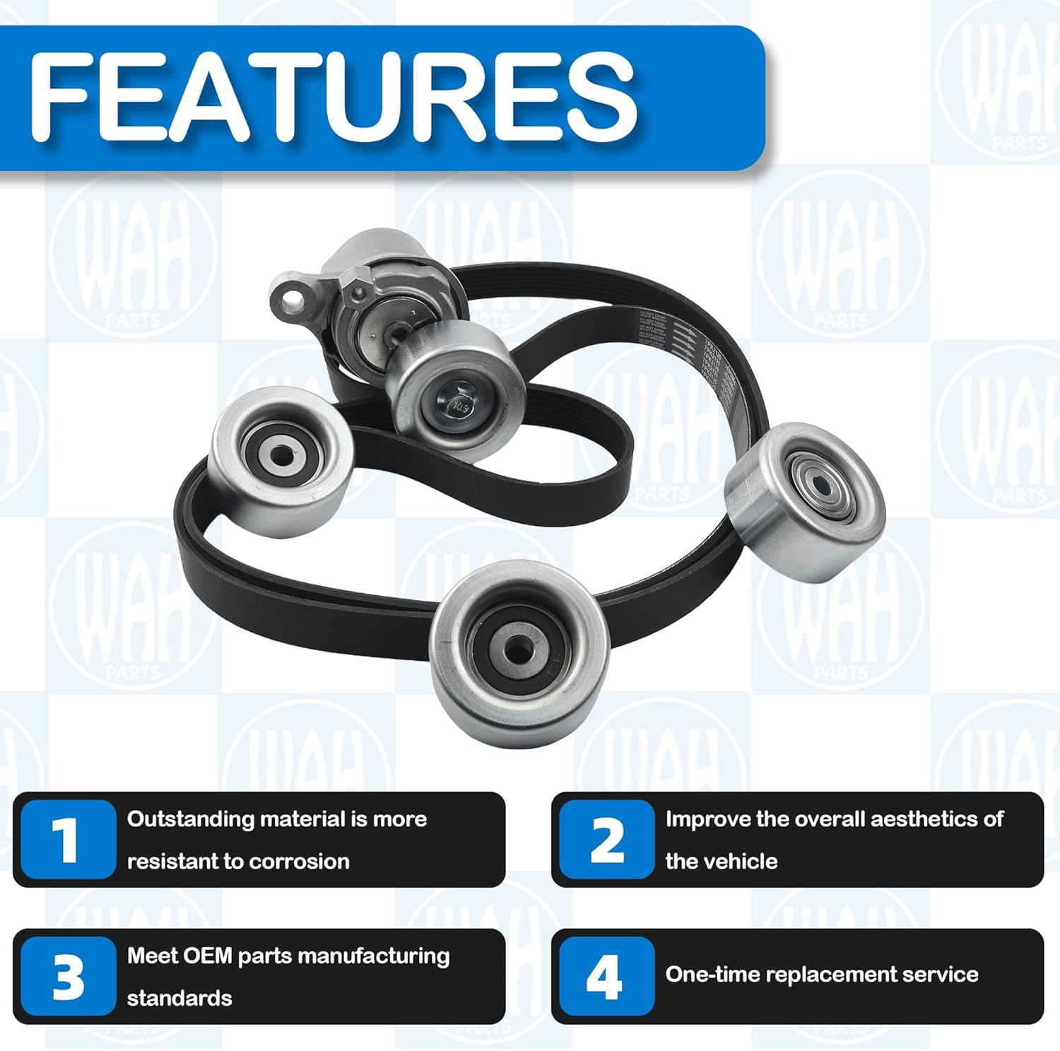 Serpentine Belt Drive Kit With Belt Tensioner And Idler Pulley Component Compatible With 2016-2023 Toyota Tacoma V6 3.5L 7pk2120 39424