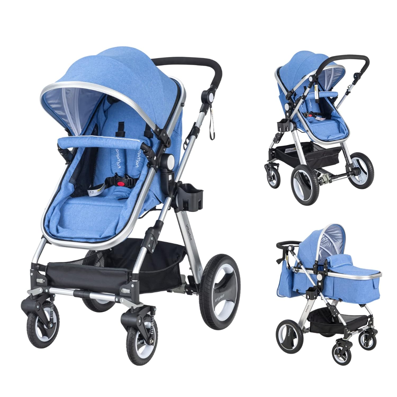 HONEY JOY Baby Stroller for Newborn, 2 in 1 High Landscape Infant Stroller & Convertible Bassinet Pram, Adjustable Backrest & Canopy, Cup Holder, Storage Basket, Foldable Pushchair w/Foot Cover (Blue) HONEY JOY Baby Stroller for Newborn, 2 in 1 High Landscape Infant Stroller & Convertible Bassinet Pram, Adjustable Backrest & Canopy, Cup Holder, Storage Basket, Foldable Pushchair w/Foot Cover (Blue)