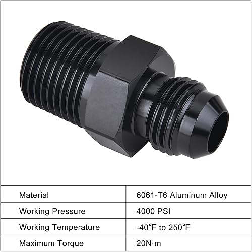 Vista 3 de EVIL ENERGY 6AN macho Flare a 3/8 "NPT adaptador de montaje de tubería de aluminio recto negro 4PCS