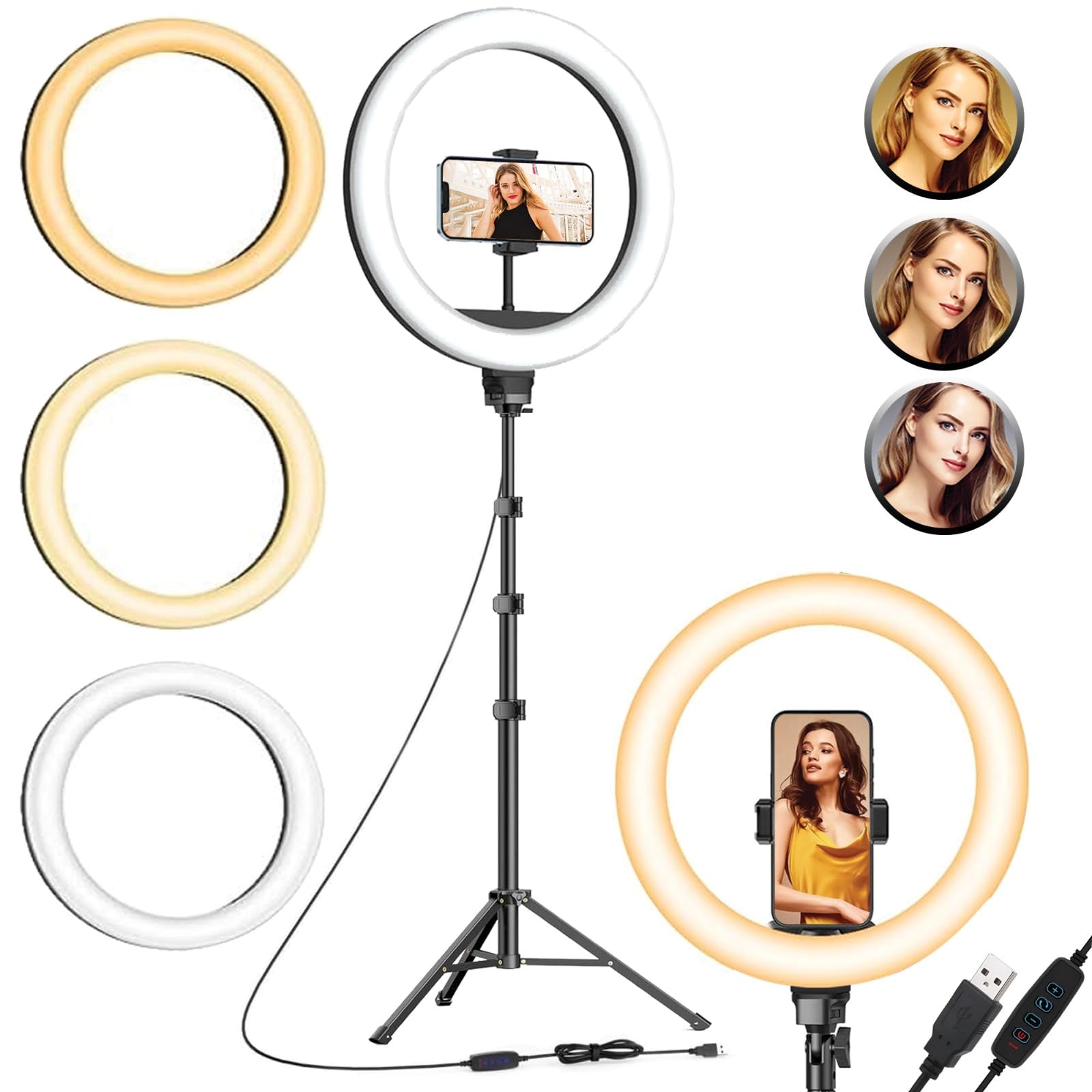 Kratos 2026 Upgrade 10 inches Ring Light with Stand, 85 Inch Foldable Tripod, 3 Colour Mode, Ring Light with USB for Studio, YouTube, Video Shoot Live Stream Makeup Compatible for iPhone, Smartphone