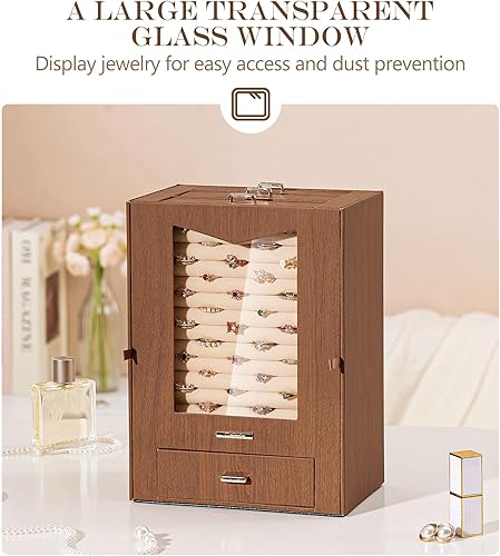 Miniatura 2 de Homde Organizador de joyas con ganchos transparentes para collares de ventana, regalo para mujeres, caja de joyería para collares, anillos, aretes