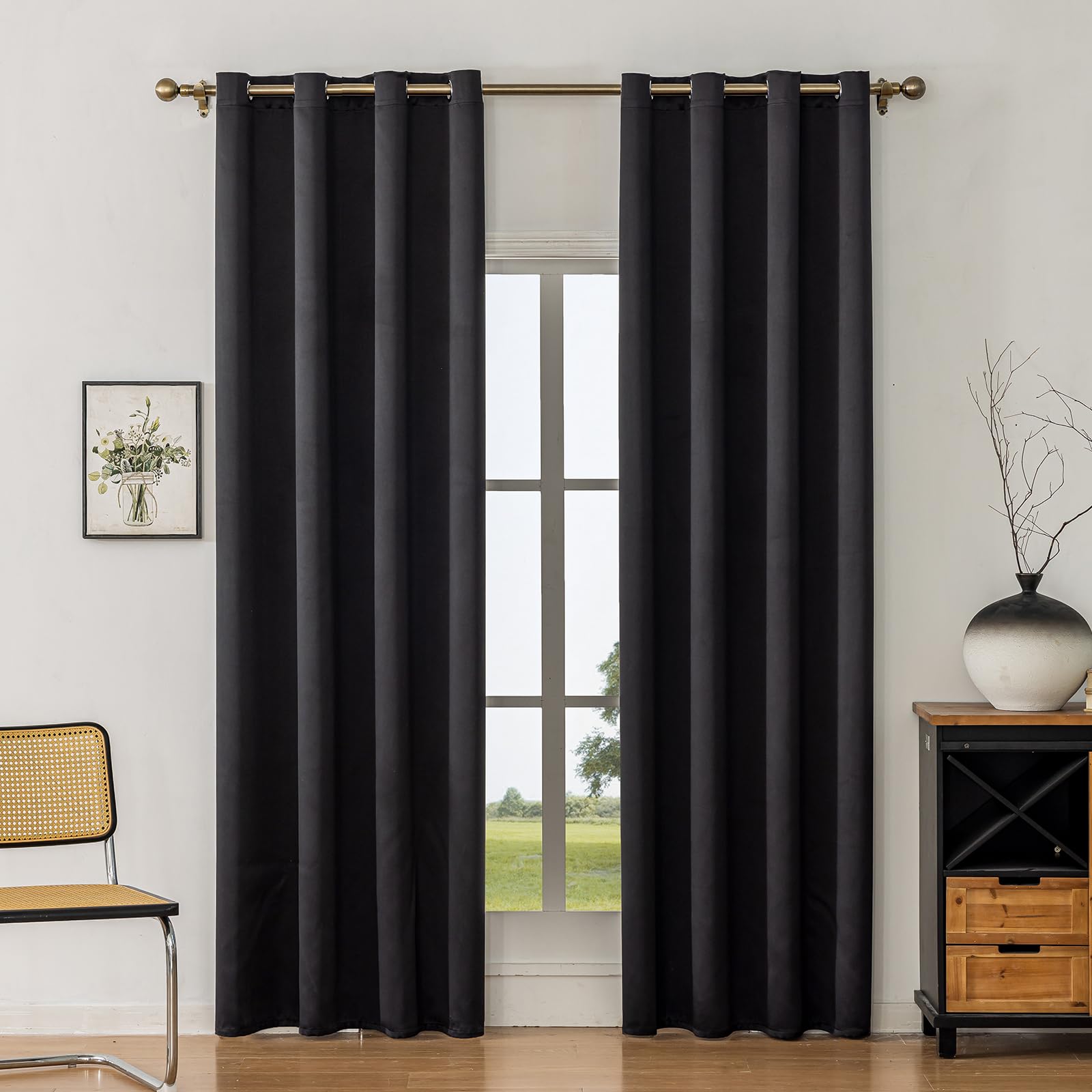 YXHJF Thermal Insulated Blackout Curtains with Grommets for Bedroom & Living Room - 2 Panels, W52 x L63 inches, Polyester Texture, 85% Light Blocking