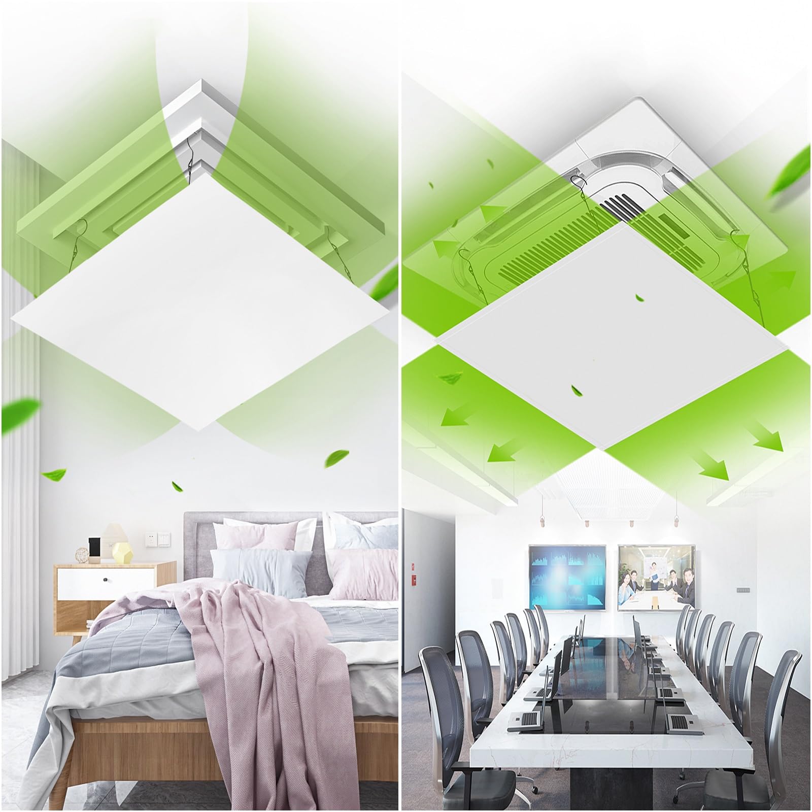 Deflettori Condizionatore, Deflettore Condizionatore Universale in Tessuto Oxford per Bocchette a Soffitto, Blocca Le Correnti d'Aria Fredda(60x60cm/24x24in)